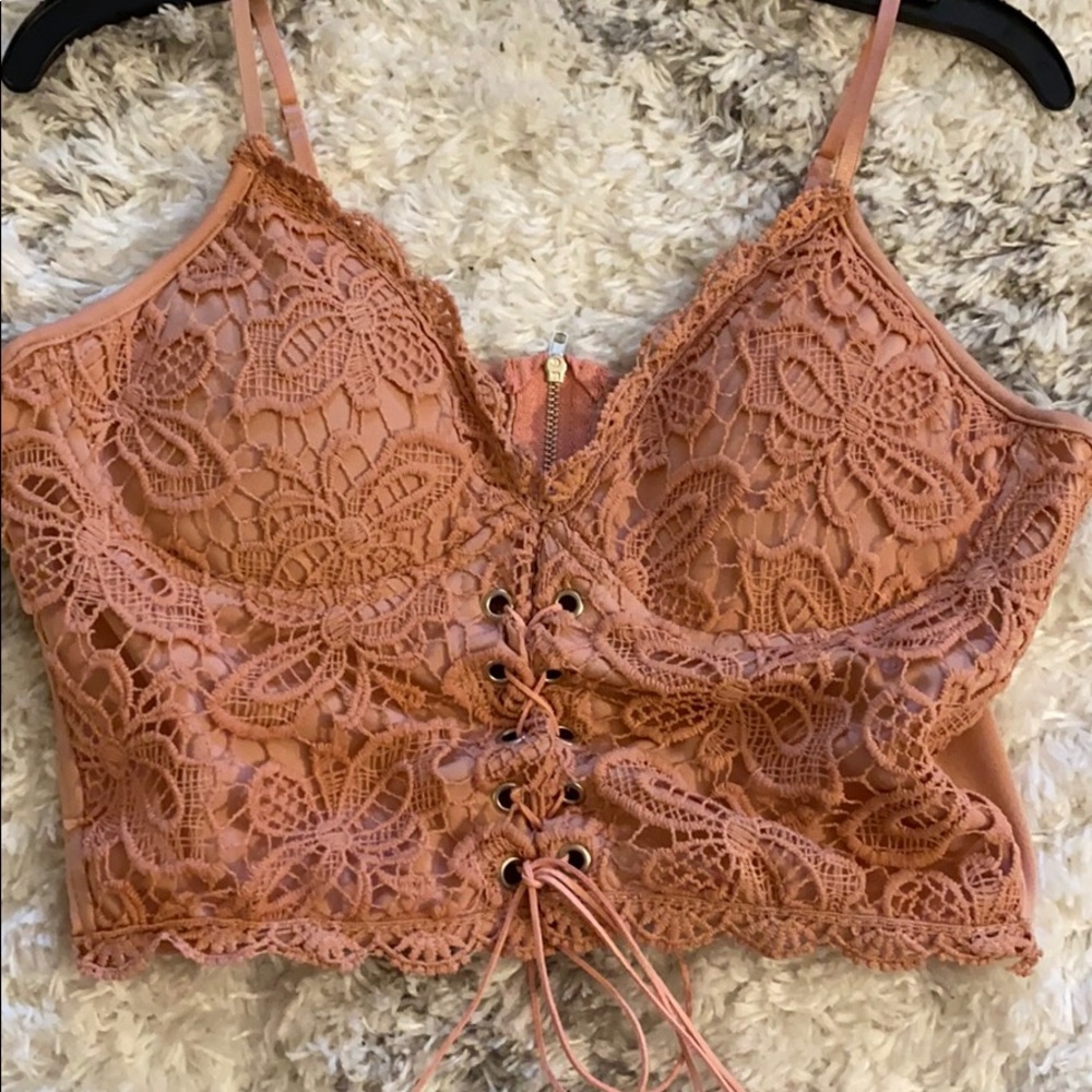Cute lace pink crop top